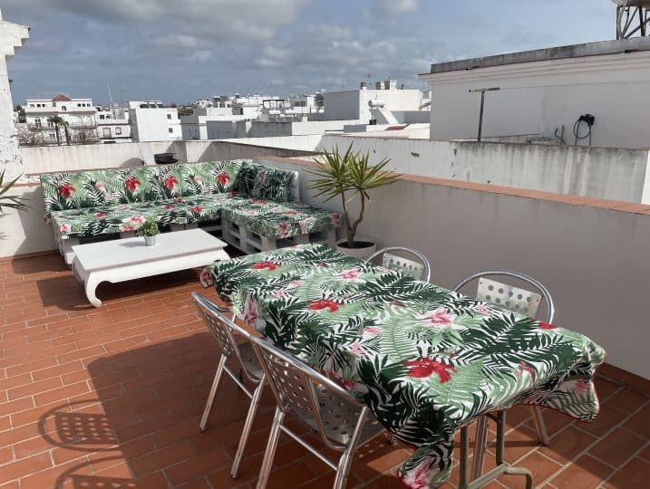 Casa Diego private Dachterrasse mit Blick über die Dächer von Conil